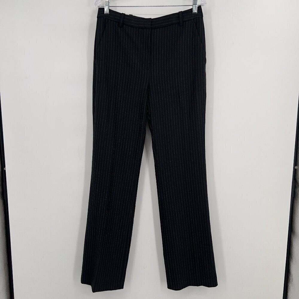 Rebecca Taylor 10 Black Pinstripe Straight Leg Dress Pants
